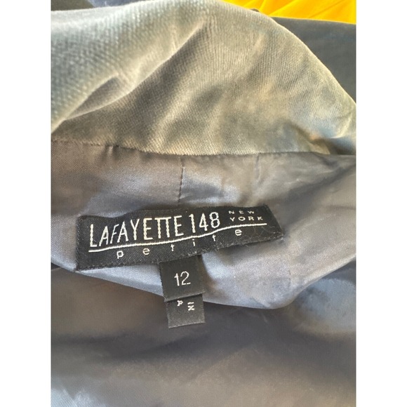 Lafayette 148 New York Gray-Green velvet one button blazer 12p - Picture 2 of 8